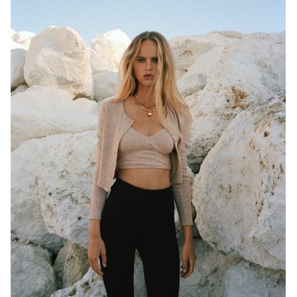 Chic Beige Crop Top and Jacket Set - Picture 1 of 4